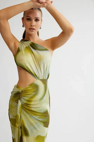 Zaniah Dress - Sage Liquify Print Zaniah Dress - Sage Liquify Print