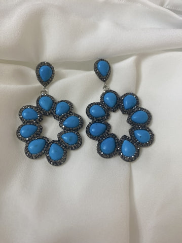 ARETES LARGOS AZULES ARETES LARGOS AZULES