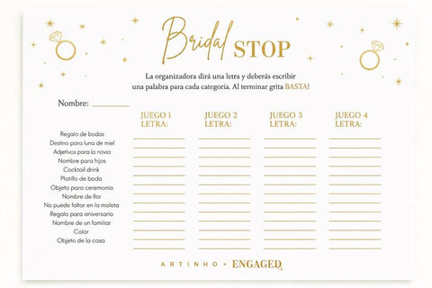 JUEGO DESPEDIDA "BRIDAL STOP"