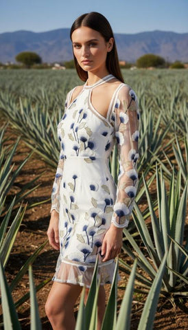 Vestido Corto blanco estampado