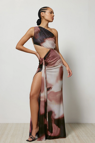 Zaniah Dress - Copper Liquify Print