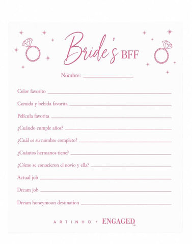 JUEGO DESPEDIDA BRIDES BFF
