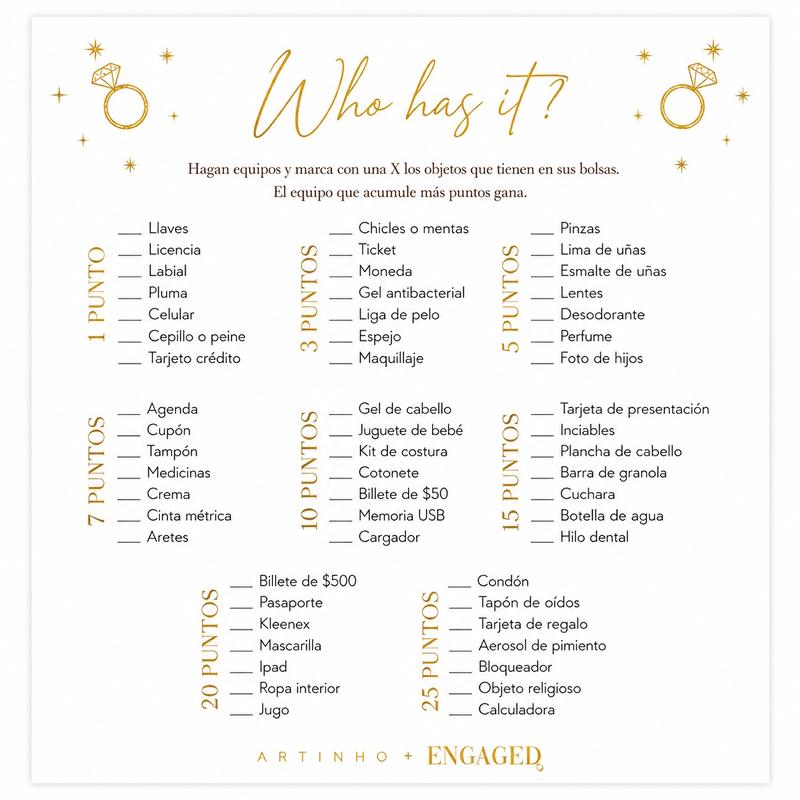 JUEGO DESPEDIDA "WHO HAS IT"