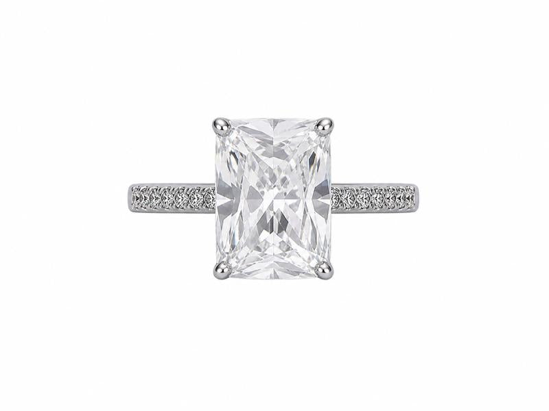 anillo rectangular con diamantes y zirconia cubico