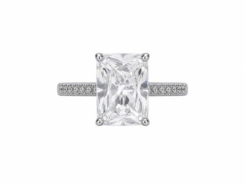 anillo rectangular con diamantes y zirconia cubico