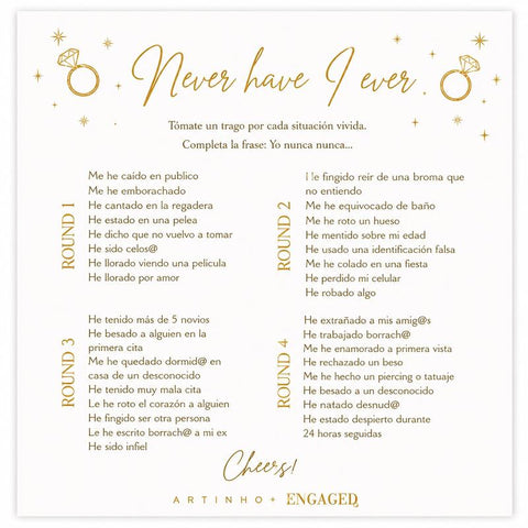 JUEGO DESPEDIDA "NEVER HAVE I EVER"