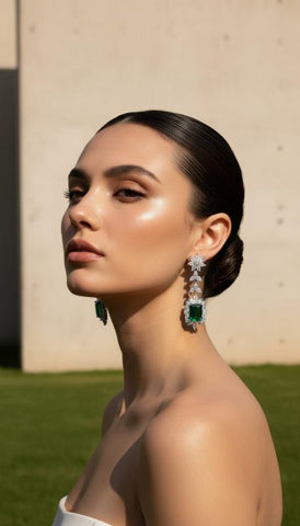 Aretes esmeralda largos