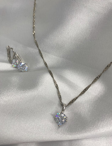 set circular de topacio blanco