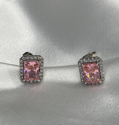 aretes zafiro rosa