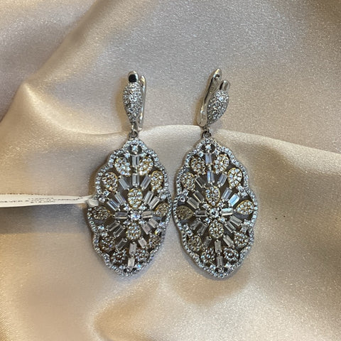 BUCELLATI SILVER & GOLD EARRING BAGUETTE COLGANTE