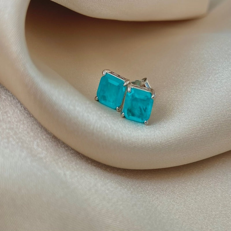 PARAIBA TURMALINE CLEAR EARRING OVAL CON HALO