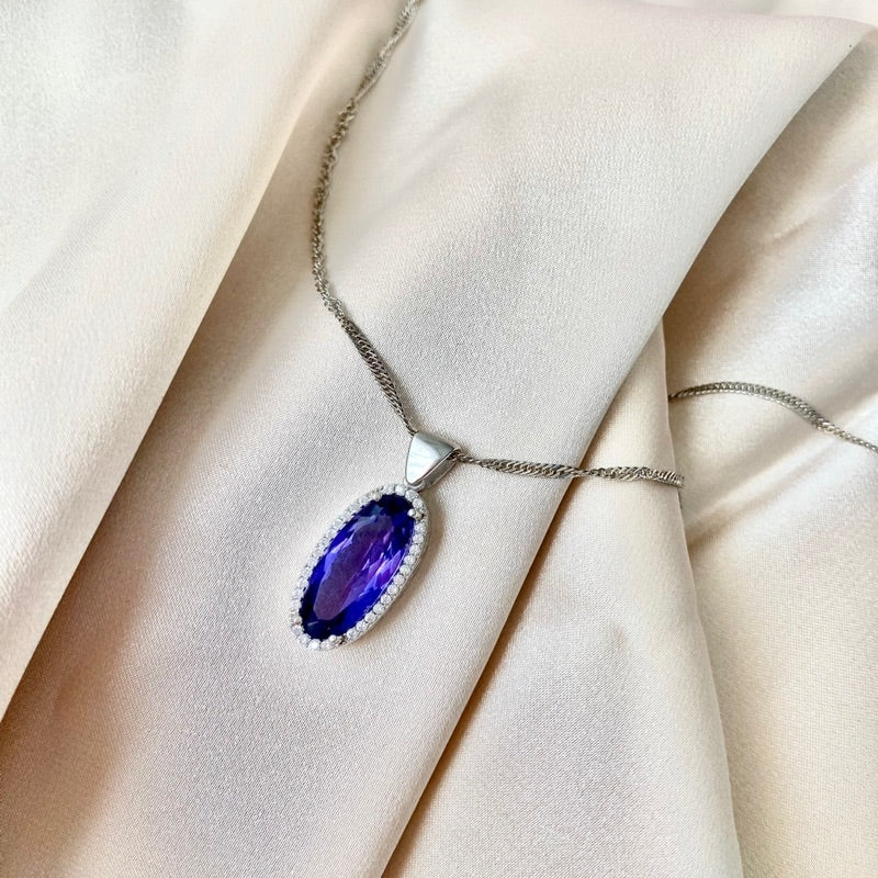 AMETHYST NECKLACE OVAL CON HALO