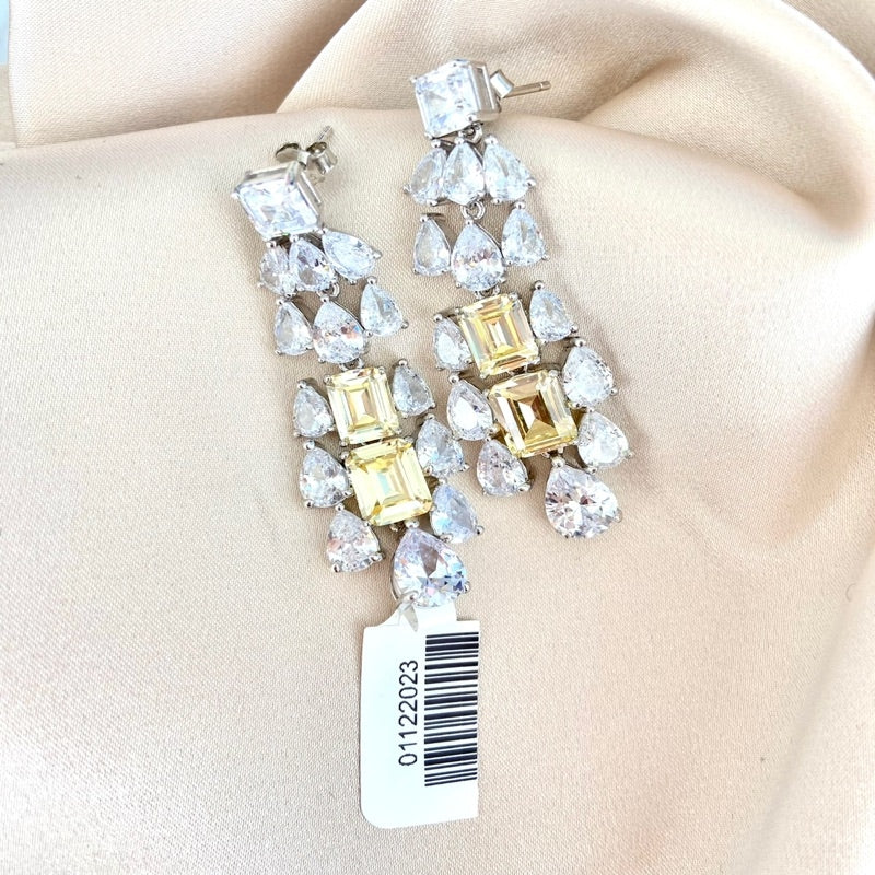 CANARY TOPAZ & WHITE TOPAZ EARRINGGOTAS COLGANTES