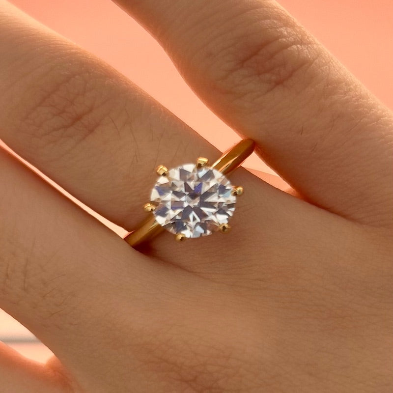 MOISSANITE RING GOLD SOLITAIRE 3.0 CTS COLOR D #6