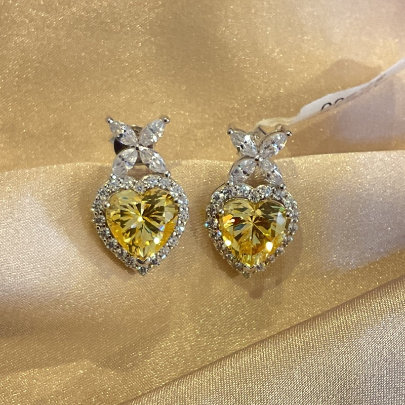 CANARY TOPAZ EARRING HEART CON HALO