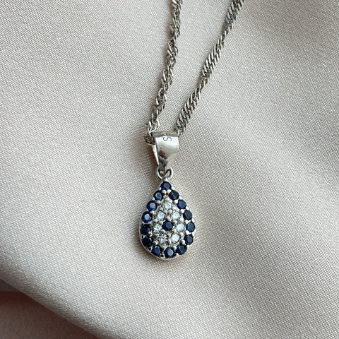 SAPPHIRE & WHITE TOPAZ NECKLACE GOTA MINI