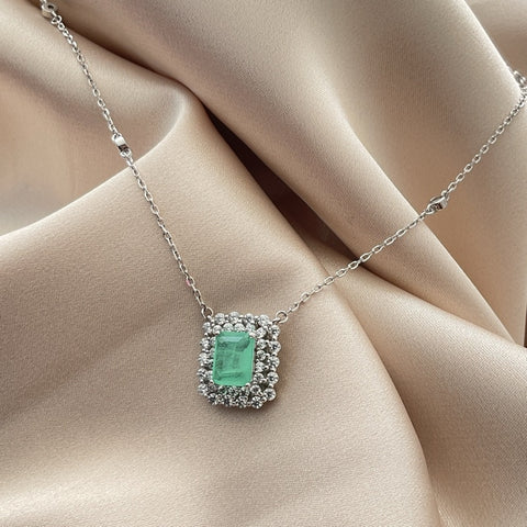 PARAIBA TURMALINE SET RECTANGULAR MINI CON HALO