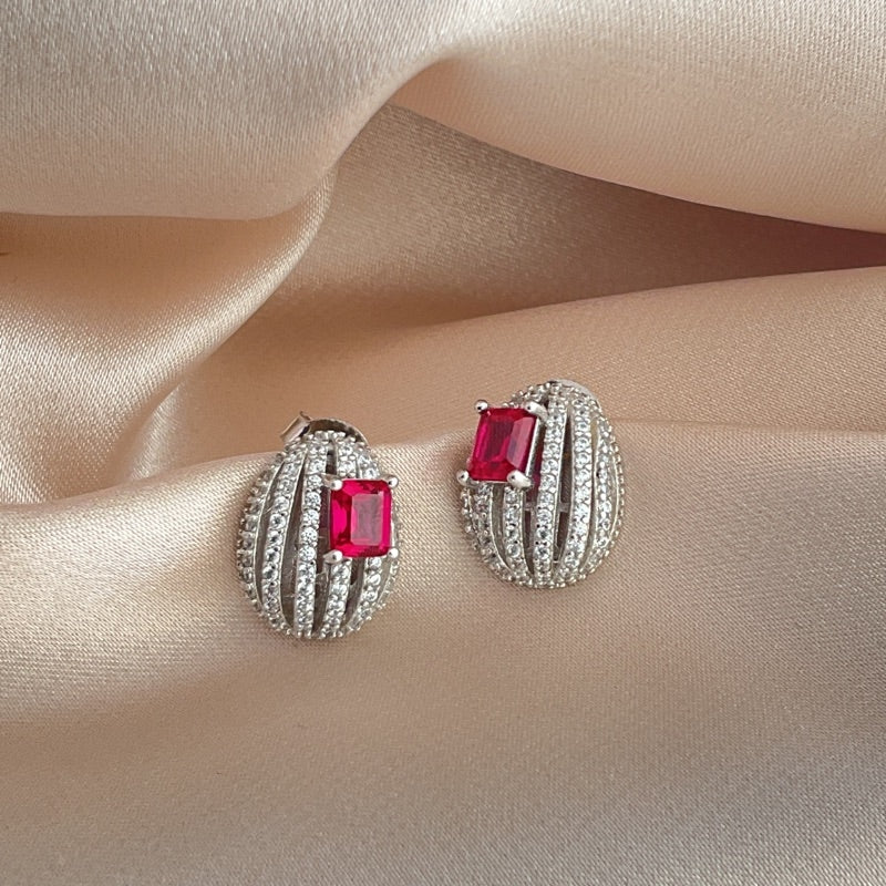 RUBY EARRING RECTANGULAR  COLGANTE