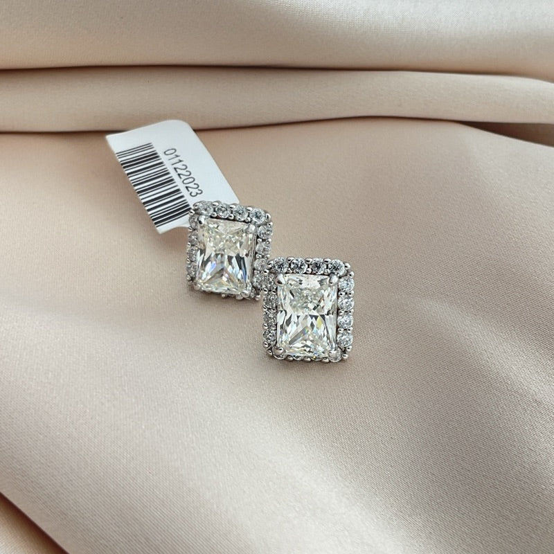 MOISSANITE EARRING COL/G RECTANGULAR CON HALO