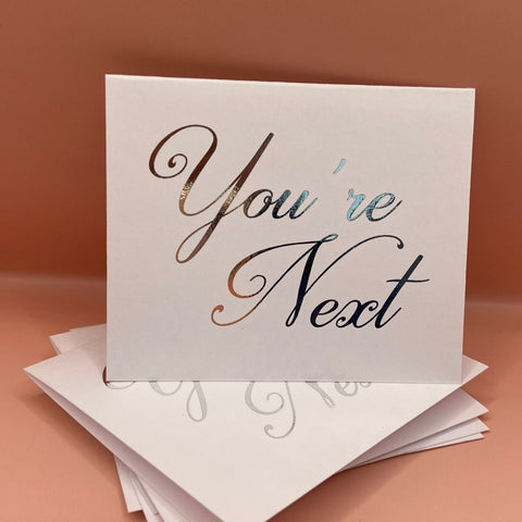 TAG POSTRES "YOU ARE NEXT" CURSIVA 5pz