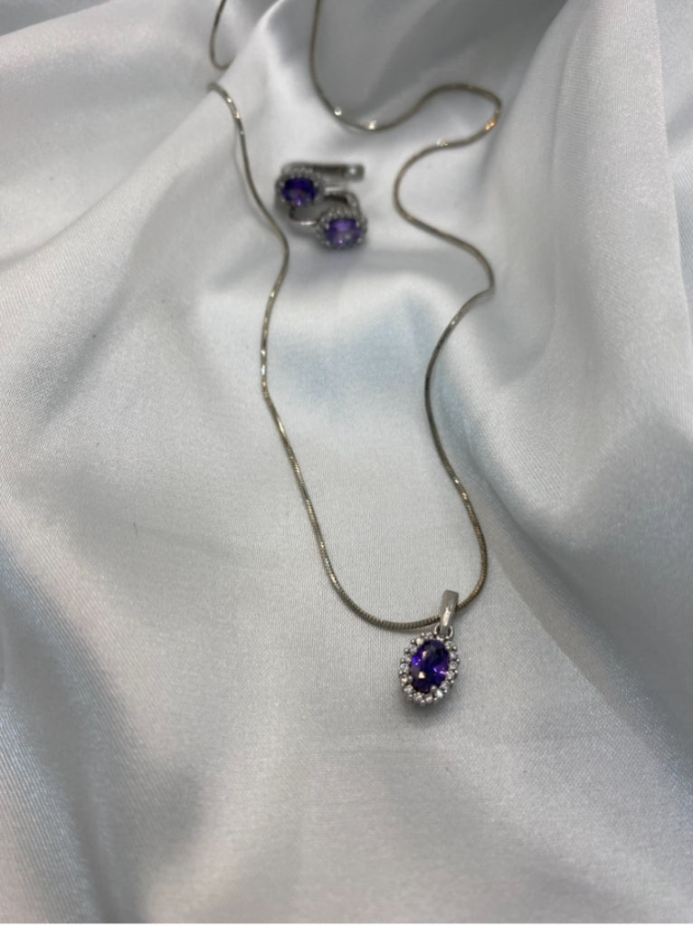 Set oval mini topacio y amatista