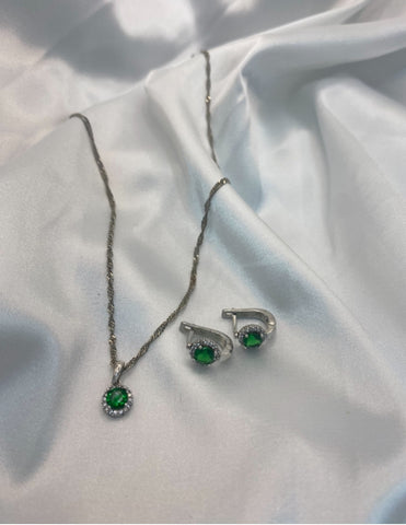 set circular mini esmeralda y topacio