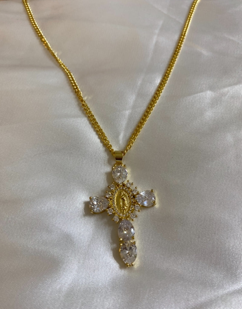 cadena con cruz de virgen maria