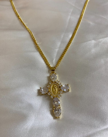 cadena con cruz de virgen maria